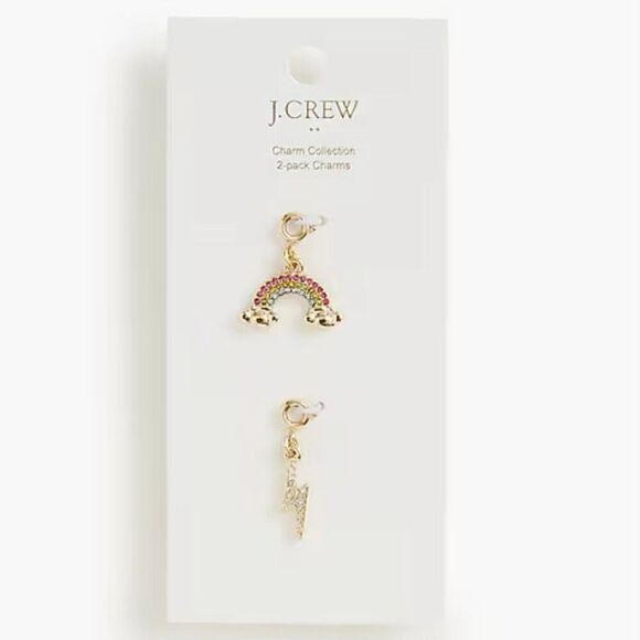 J.Crew Rainbow & Lightning Charms — Gold-Tone 2-Pack, CZ & Glass Accents - Picture 2 of 2